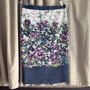 Ted Baker Carpi Floral Blue Pencil Skirt Knee-Length Cocktail size 4   XS